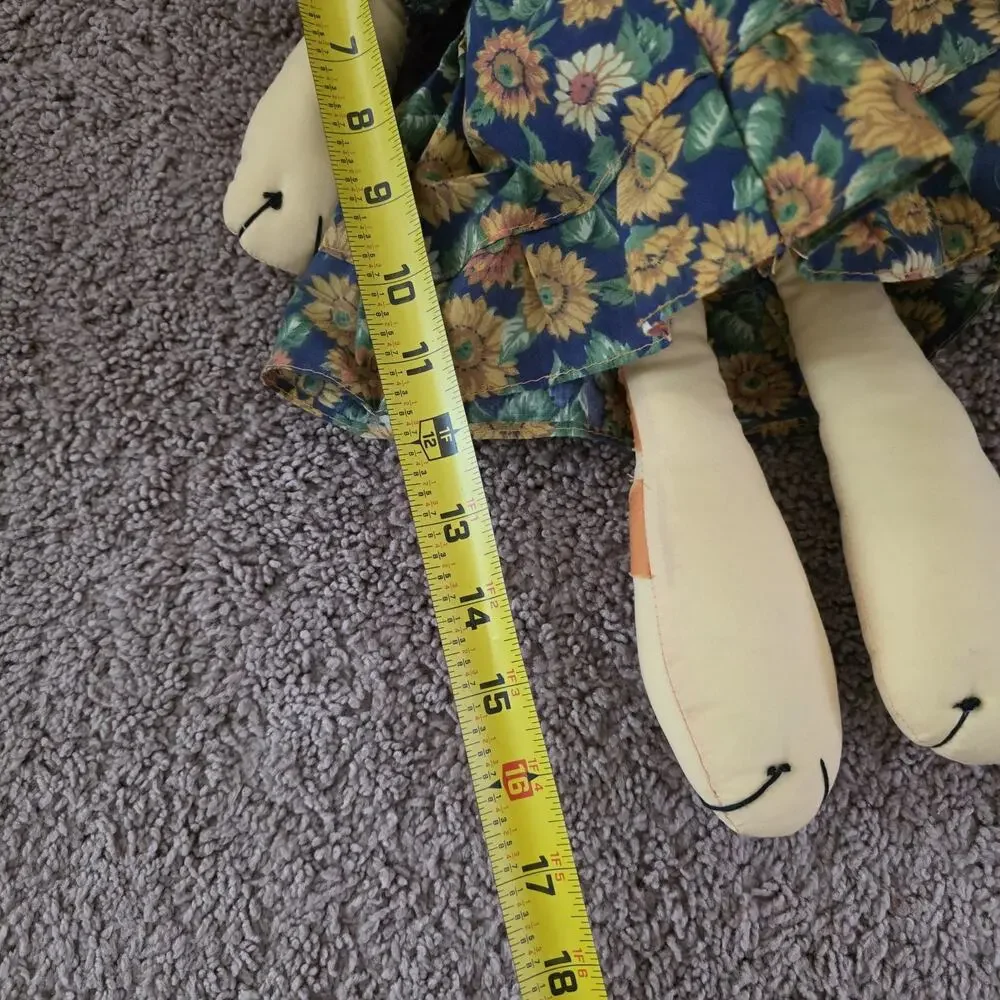 Vintage Primitive Kitty Angel Cat Decor Stuffed Sunflower Dress
